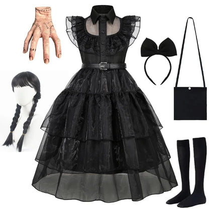 Wednesday Addams Costume Kids Black Dress