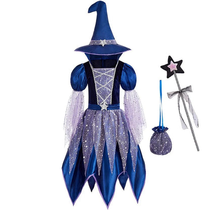 Witch Costume Girls Elegant Dress and Hat