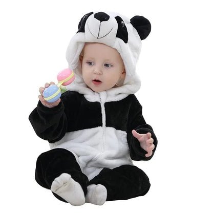 Flannel Hooded Animal Baby Snowsuit