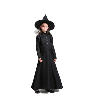 Witch Costume Black Full Length Dress