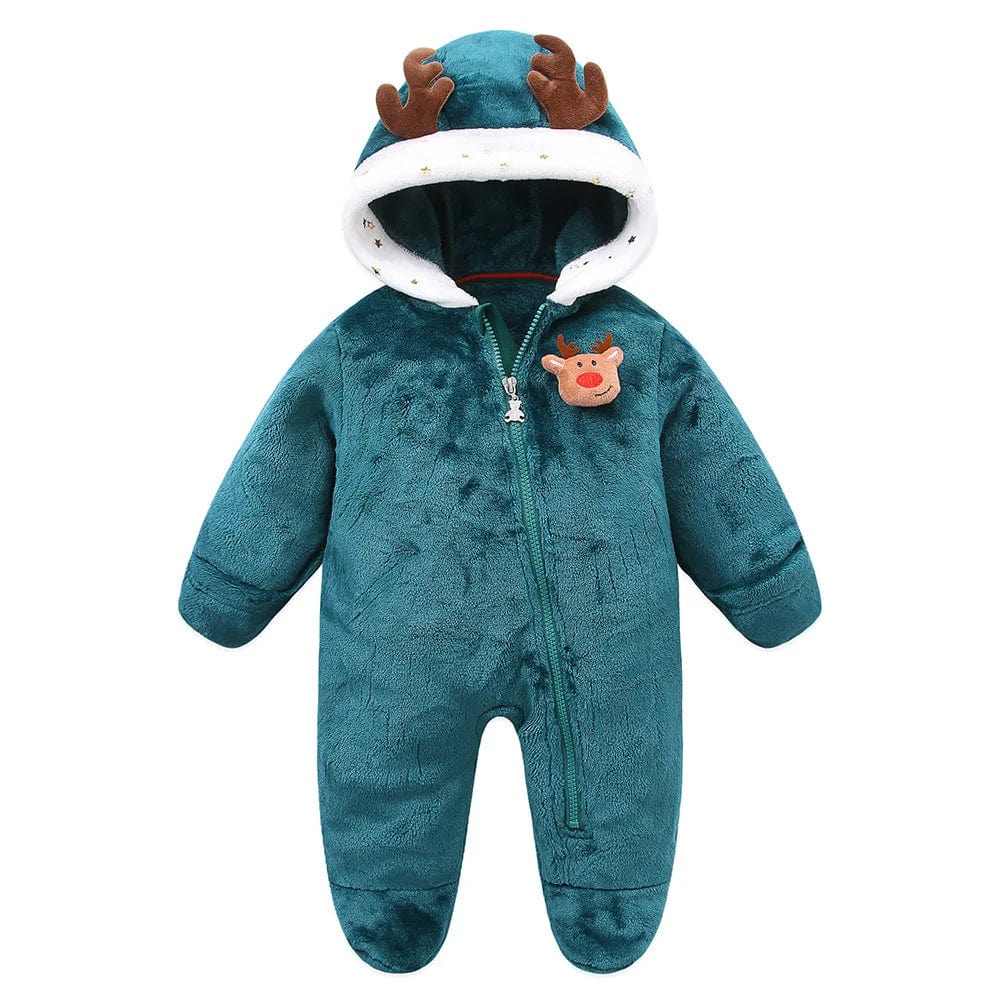 Baby Christmas Flannel Hooded Snowsuit