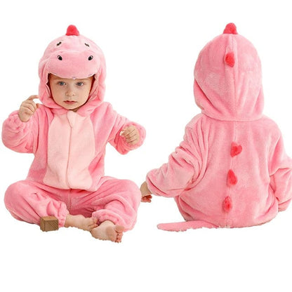 Flannel Hooded Animal Baby Snowsuit