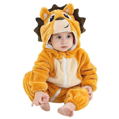 Flannel Hooded Animal Baby Snowsuit