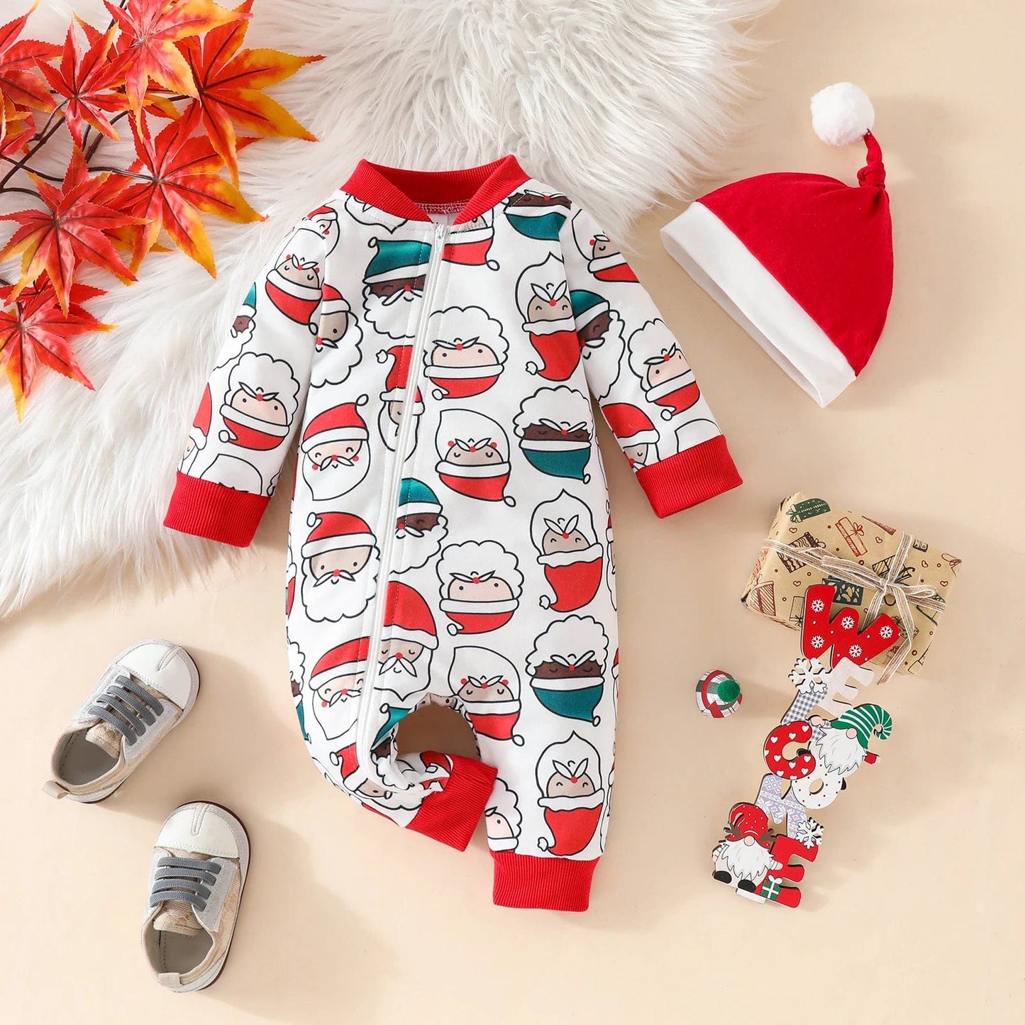 Gingerbread Santa Baby Christmas Pajamas Set