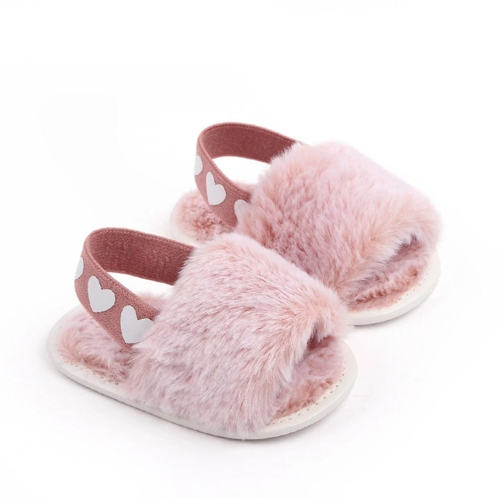Fluffy Heart Baby Sandals