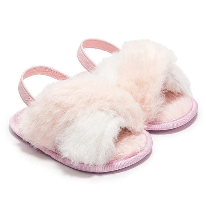 Fluffy Heart Baby Sandals