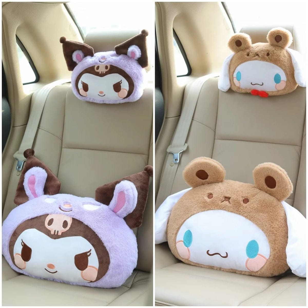 Kuromi Plush Car Headrest & Cushion Set