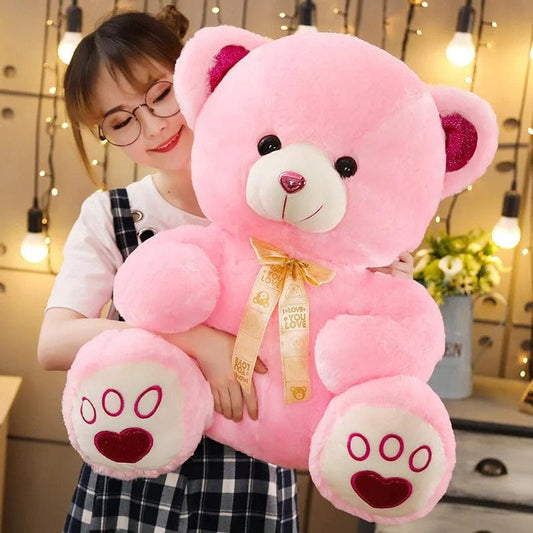 Shiny Bow Stuffed Bear - Love Edition