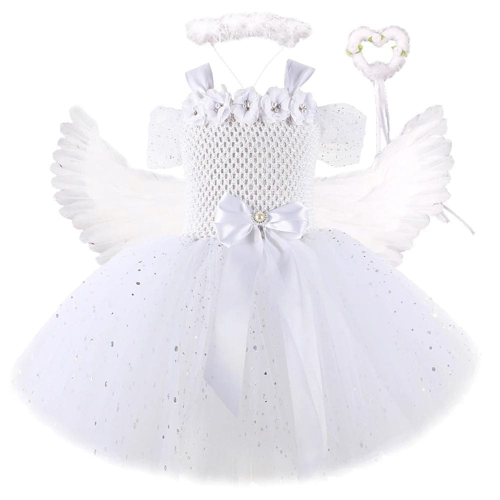 Angel Costume Kids Sparkling White Tutu