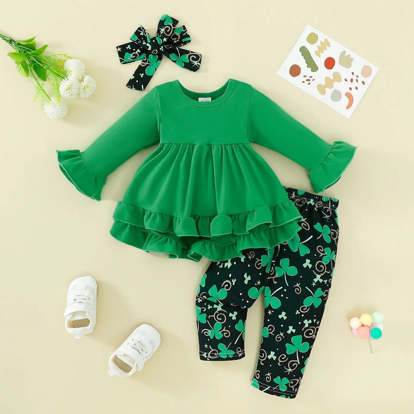 St. Patrick's Day Baby Ruffle Outfit – 3PC Set