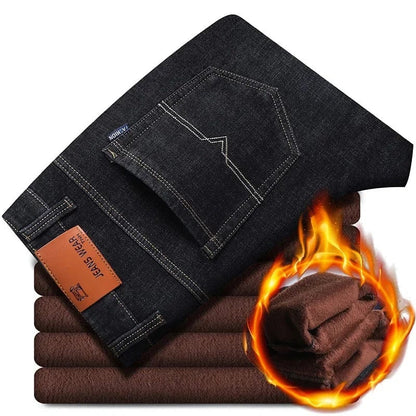 2024 Winter Men's Warm Fleece  Lined Jeans