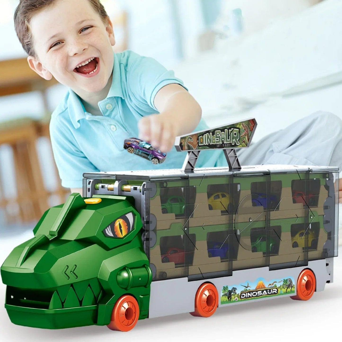 Dinosaur Truck Multi-Car Storage