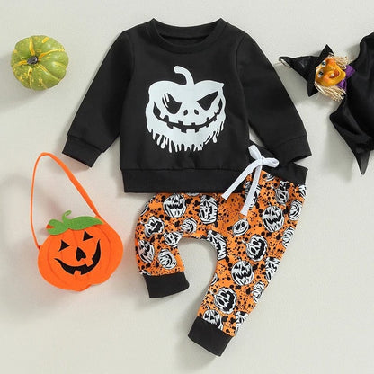 Baby Halloween Costume Sets Ghost Pumpkin Plaid Print Long Sleeve