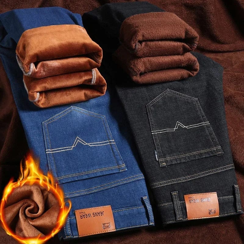 2024 Winter Men's Warm Fleece  Lined Jeans