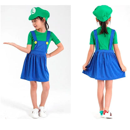 Clown Costume Kids Anime Game Cosplay Super Luigi Mari Brothers