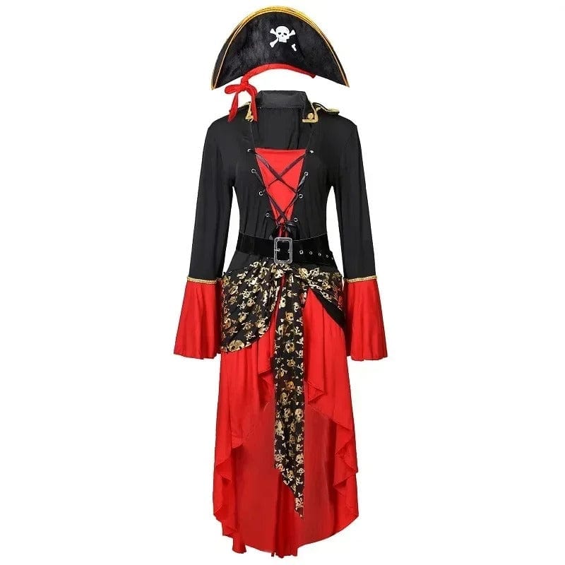 Pirate Costume Women Bold Red and Black Pirate Captain