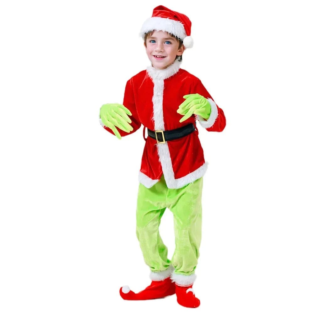 Grinch Costume Green Hairy Monster Kids