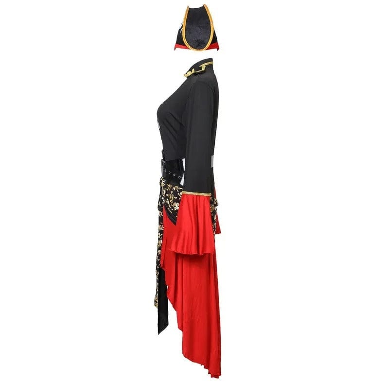 Pirate Costume Women Bold Red and Black Pirate Captain