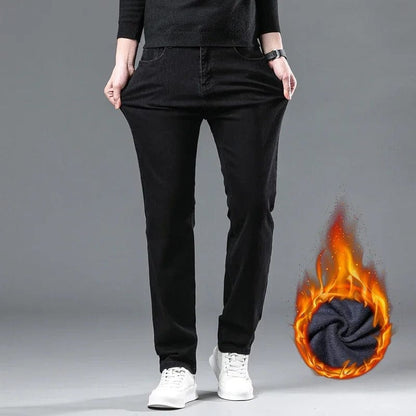 Warm Fleece-Lined Stretch Denim Jeans