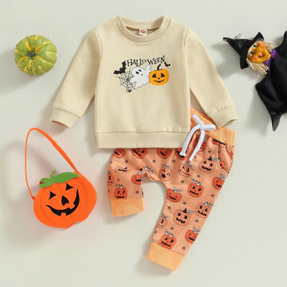 Baby Halloween Costume Sets Ghost Pumpkin Plaid Print Long Sleeve