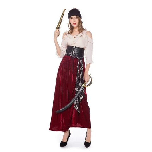 Pirate Costume Women Elegant Scarlet Pirate Dress