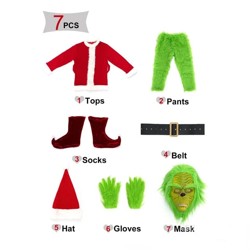 Grinch Costume Green Fur Monster