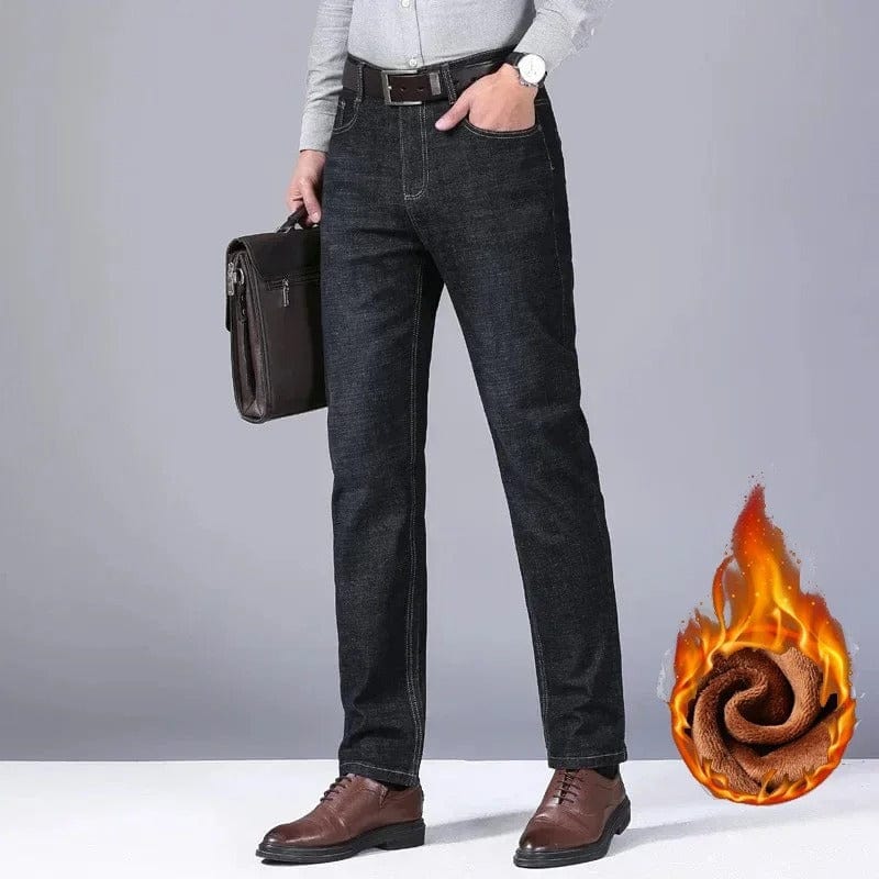 2024 Winter Men's Warm Fleece  Lined Jeans