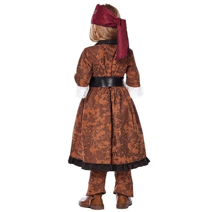 Pirate Costume Girls Brown and White Lace Dress