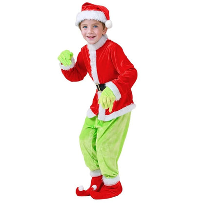 Grinch Costume Green Hairy Monster Kids