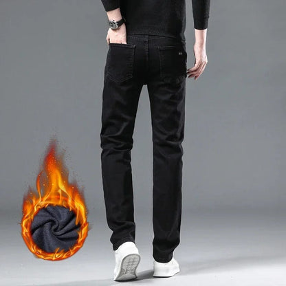 Warm Fleece-Lined Stretch Denim Jeans