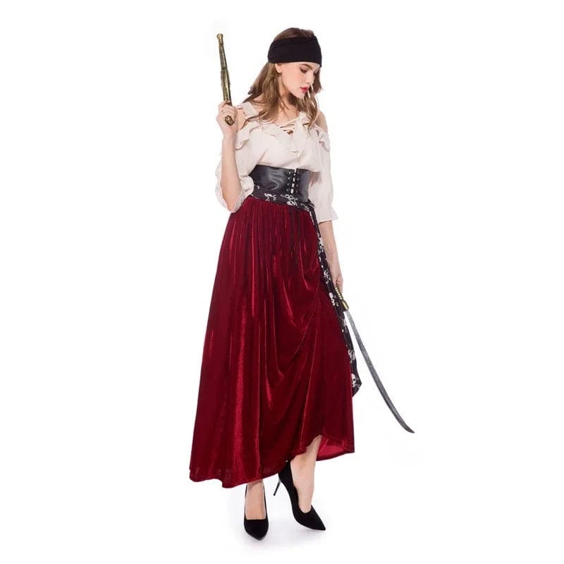 Pirate Costume Women Elegant Scarlet Pirate Dress