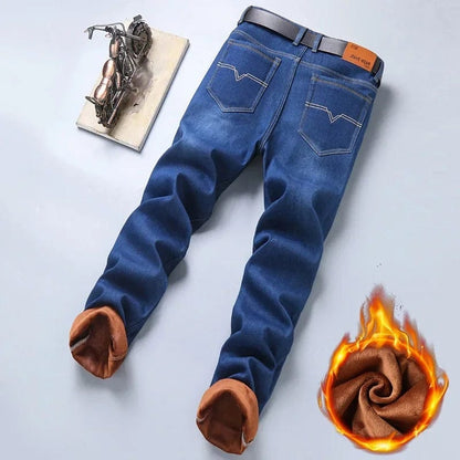 2024 Winter Men's Warm Fleece  Lined Jeans