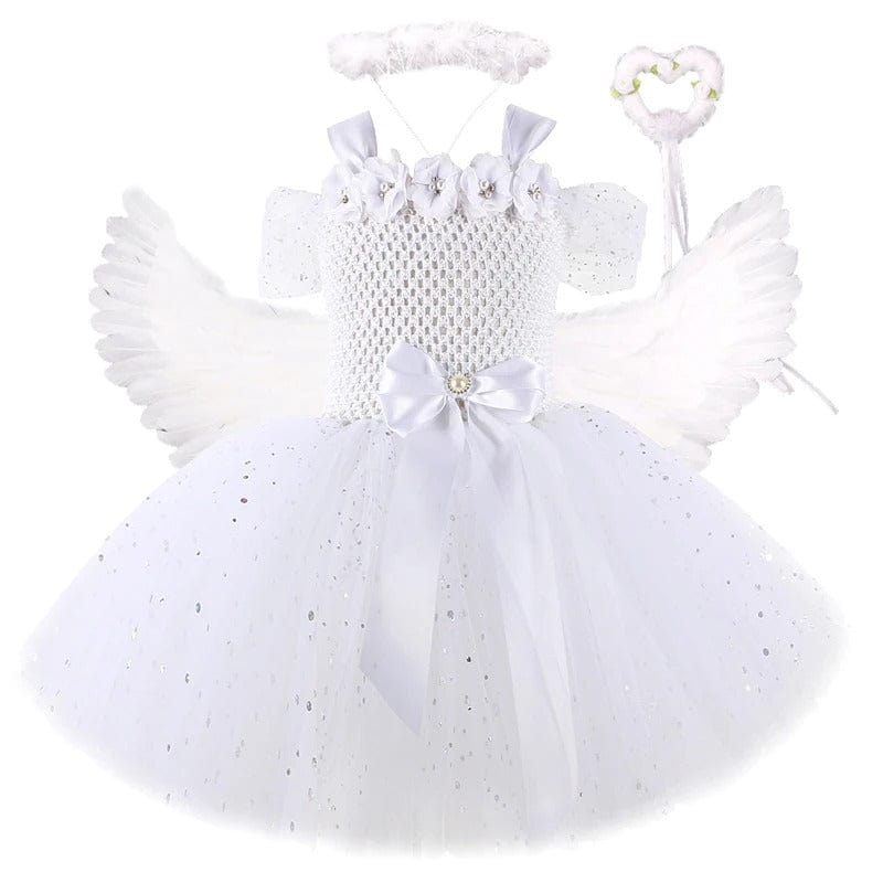 Angel Costume Kids Sparkling White Tutu