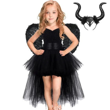 Angel Costume Kids Little Black Fallen Angel