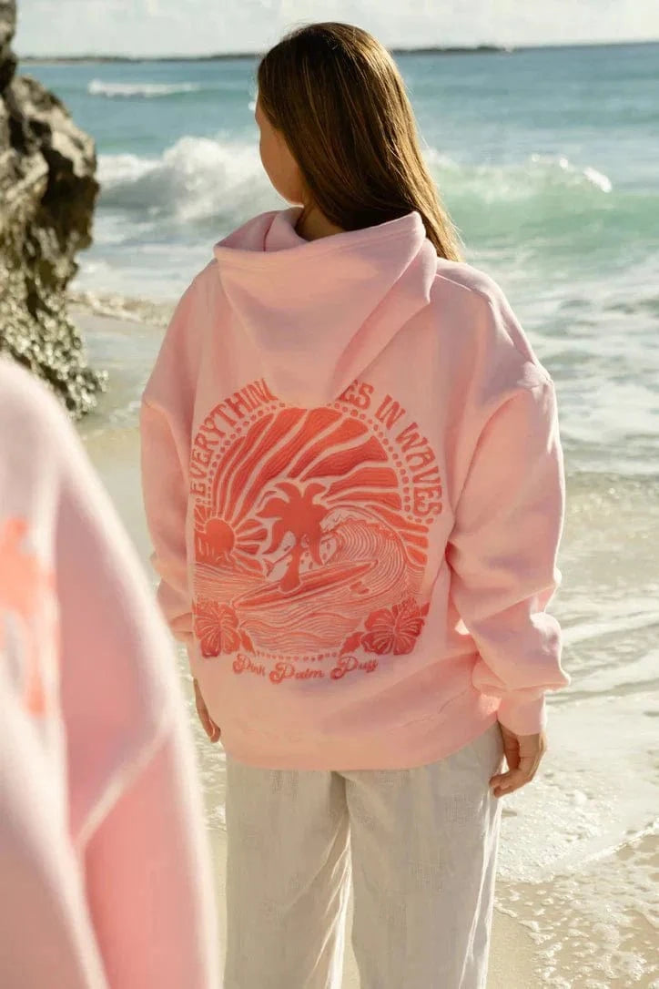 Tropical Elegance: Embroidered Oversized Hoodie