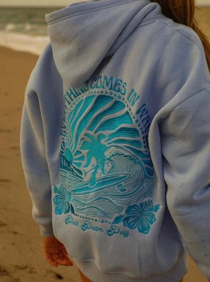 Tropical Elegance: Embroidered Oversized Hoodie