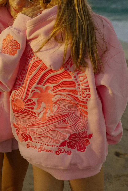 Tropical Elegance: Embroidered Oversized Hoodie