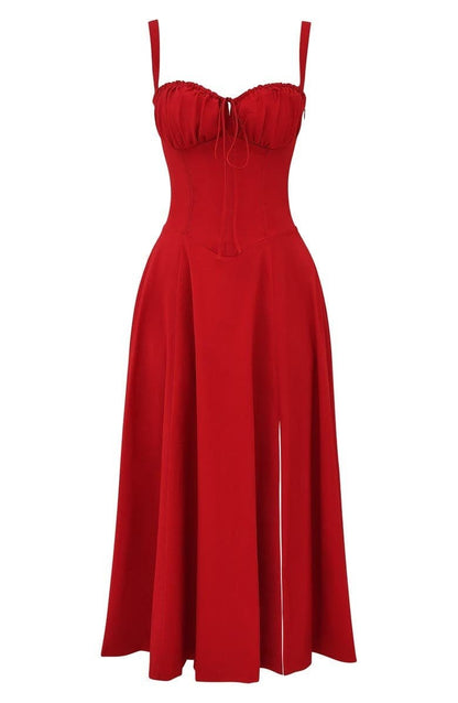 Elegant Bustier Waist Dress with Slit