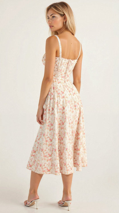 Elegant Bustier Waist Dress with Slit