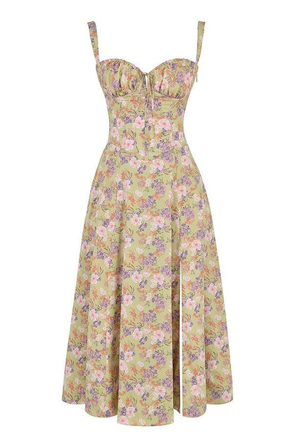 Elegant Bustier Waist Dress with Slit