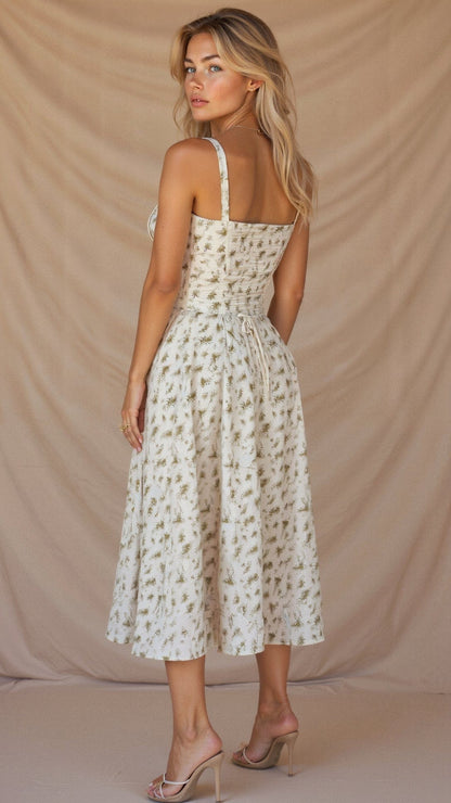 Elegant Bustier Waist Dress with Slit