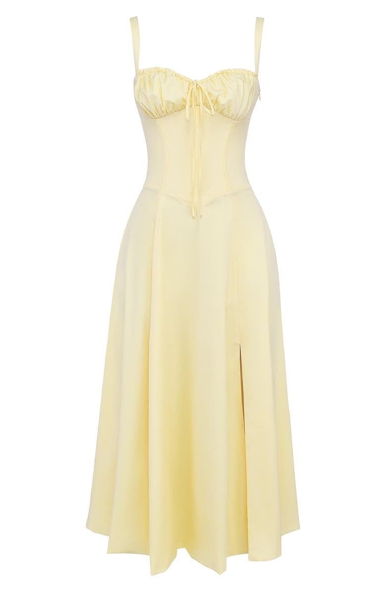 Elegant Bustier Waist Dress with Slit