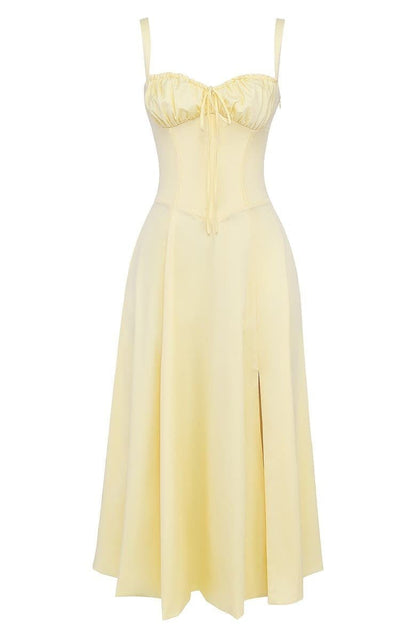 Elegant Bustier Waist Dress with Slit