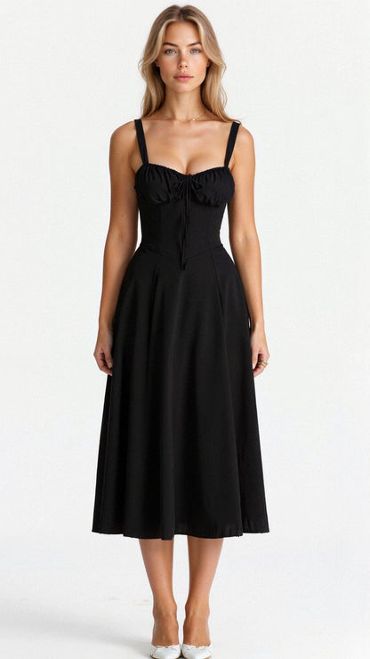 Elegant Bustier Waist Dress with Slit