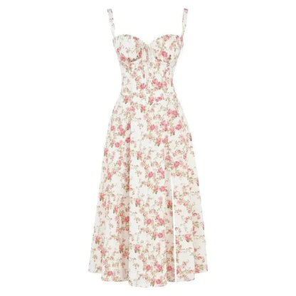 Elegant Bustier Waist Dress with Slit