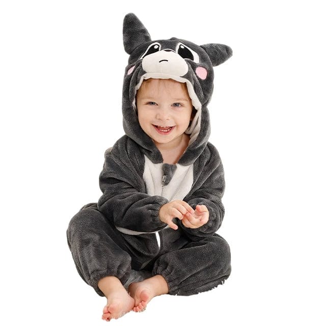 Flannel Hooded Animal Baby Snowsuit