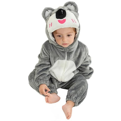 Flannel Hooded Animal Baby Snowsuit