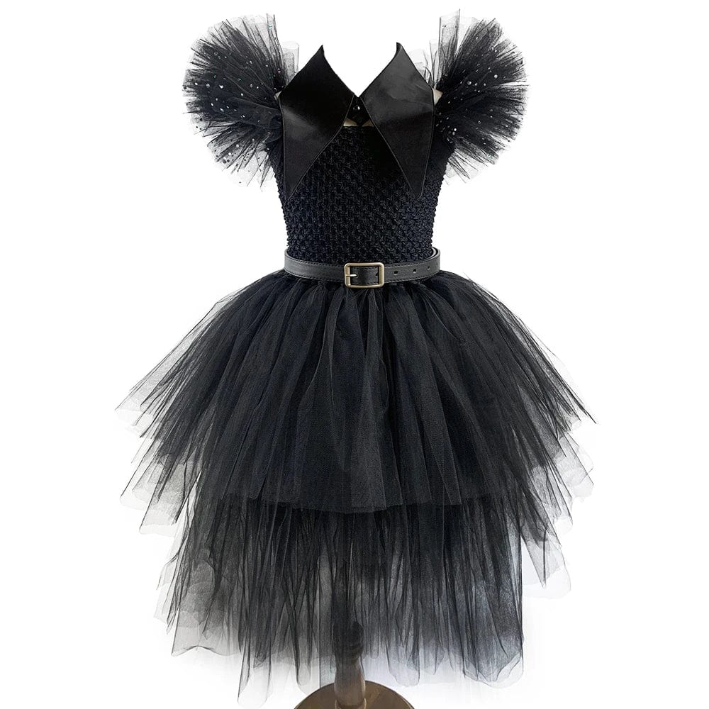 Wednesday Addams Costume Kids Black Multilayer Tutu Dress