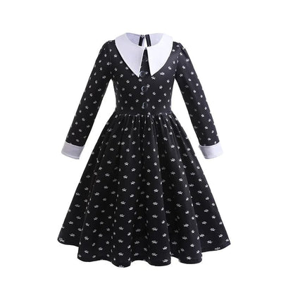 Wednesday Addams Costume Kids Party Black Gothic