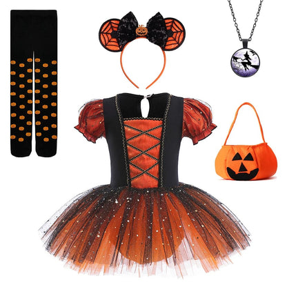 Witch Costume Girls Halloween Sequin Dress